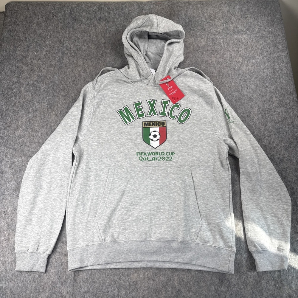 FIFA‎ World Cup 2022 Qatar Mexico Hoodie Jacket Mens Green Grey Size XL